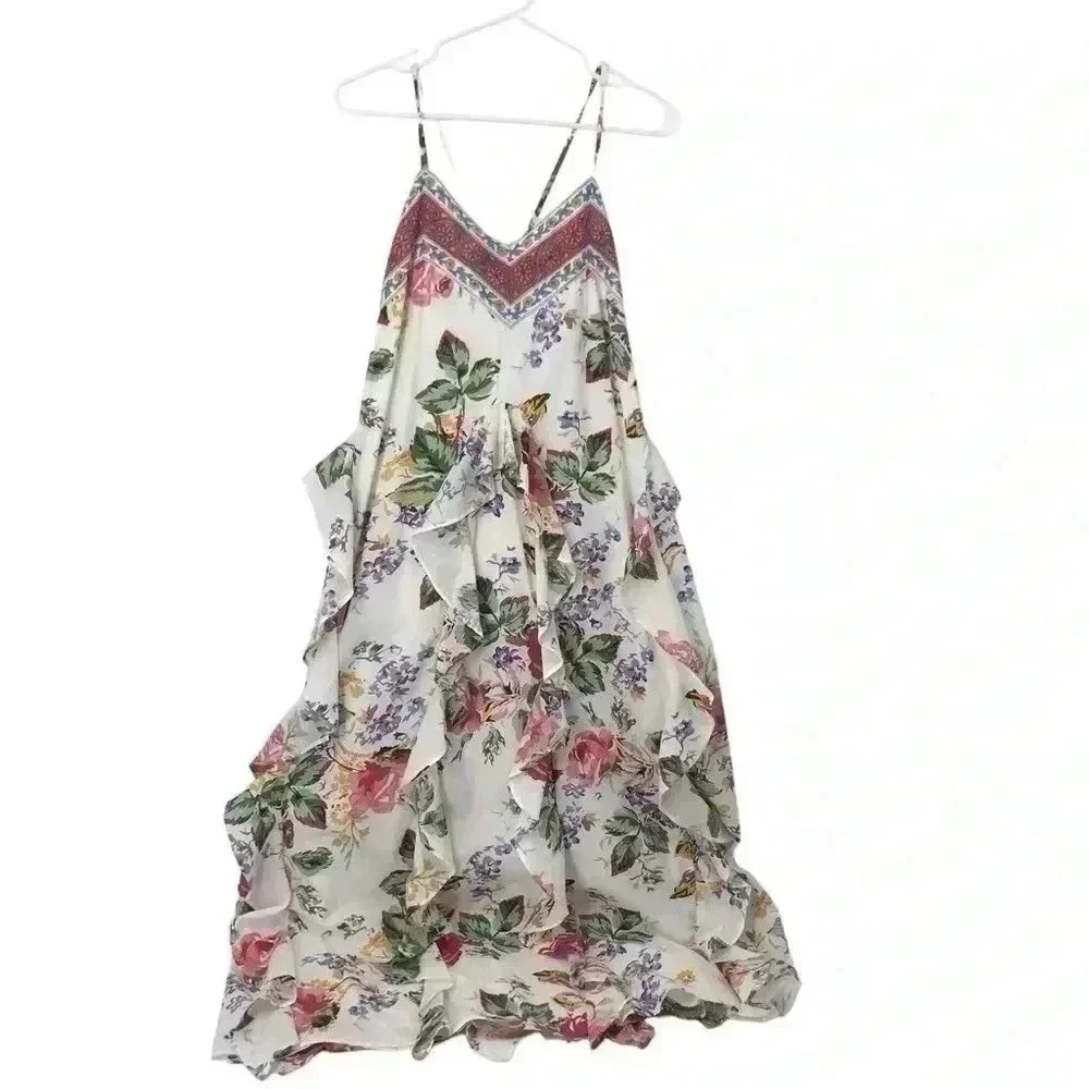 Alix of Bohemia Filipa Rosa Wildflower Dress M Cotton Ruffle Boho Resort Luxury - Picture 8 of 16